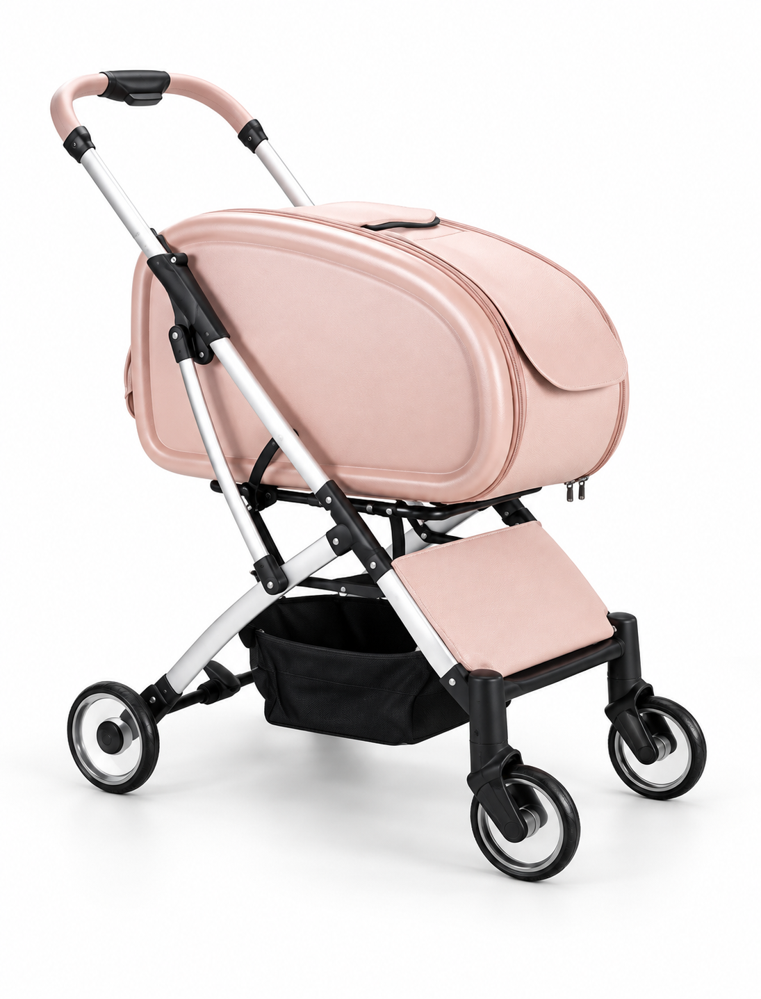 Tatzenbuggy Hundebuggy in Rosa auf weißem Hintergrund