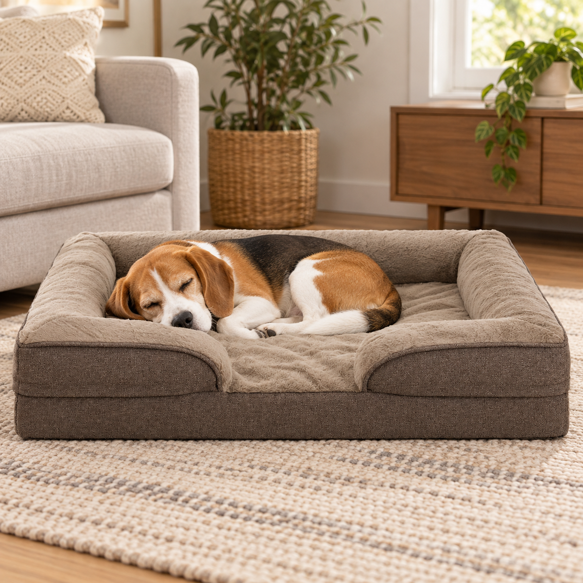 Kleiner Hund schläft im Tatzenlounge™ Hundesofa