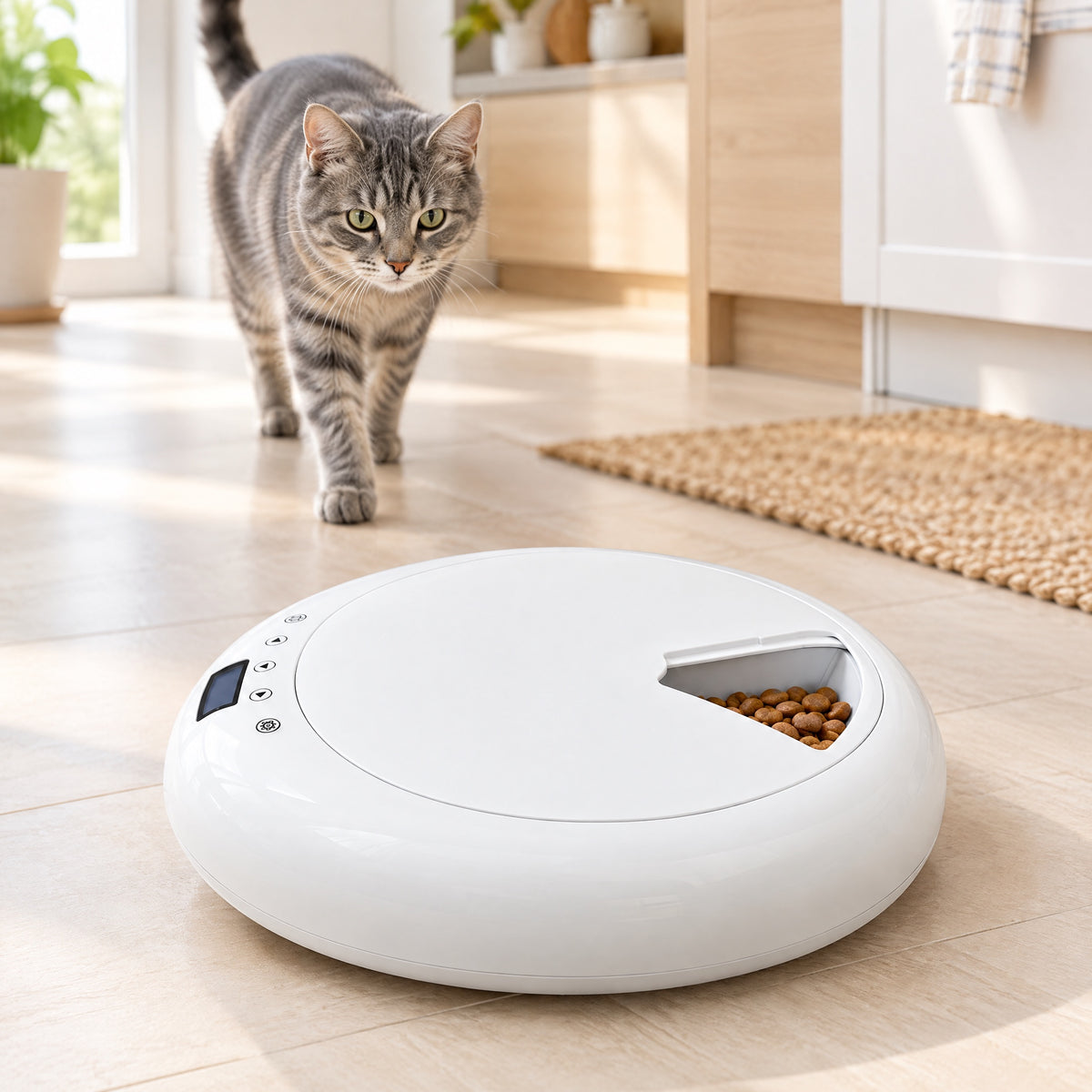 Tatzenzeiten™ Futterautomat mit Katze in der Küche