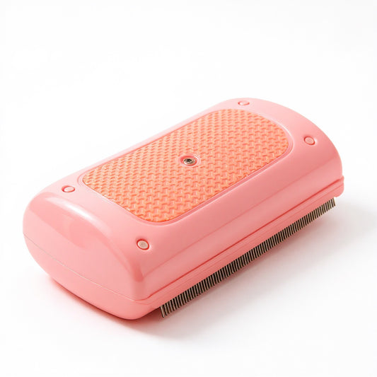 Wollweg Unterwollbürste in Rosa mit lachsfarbenem Griffpad und feinzahniger Klinge