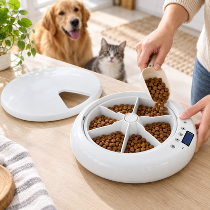 Befüllen eines der sechs Futterfächer des Tatzenzeiten™