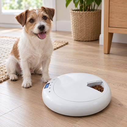 Tatzenzeiten™ neben einem kleinen Hund im Wohnbereich