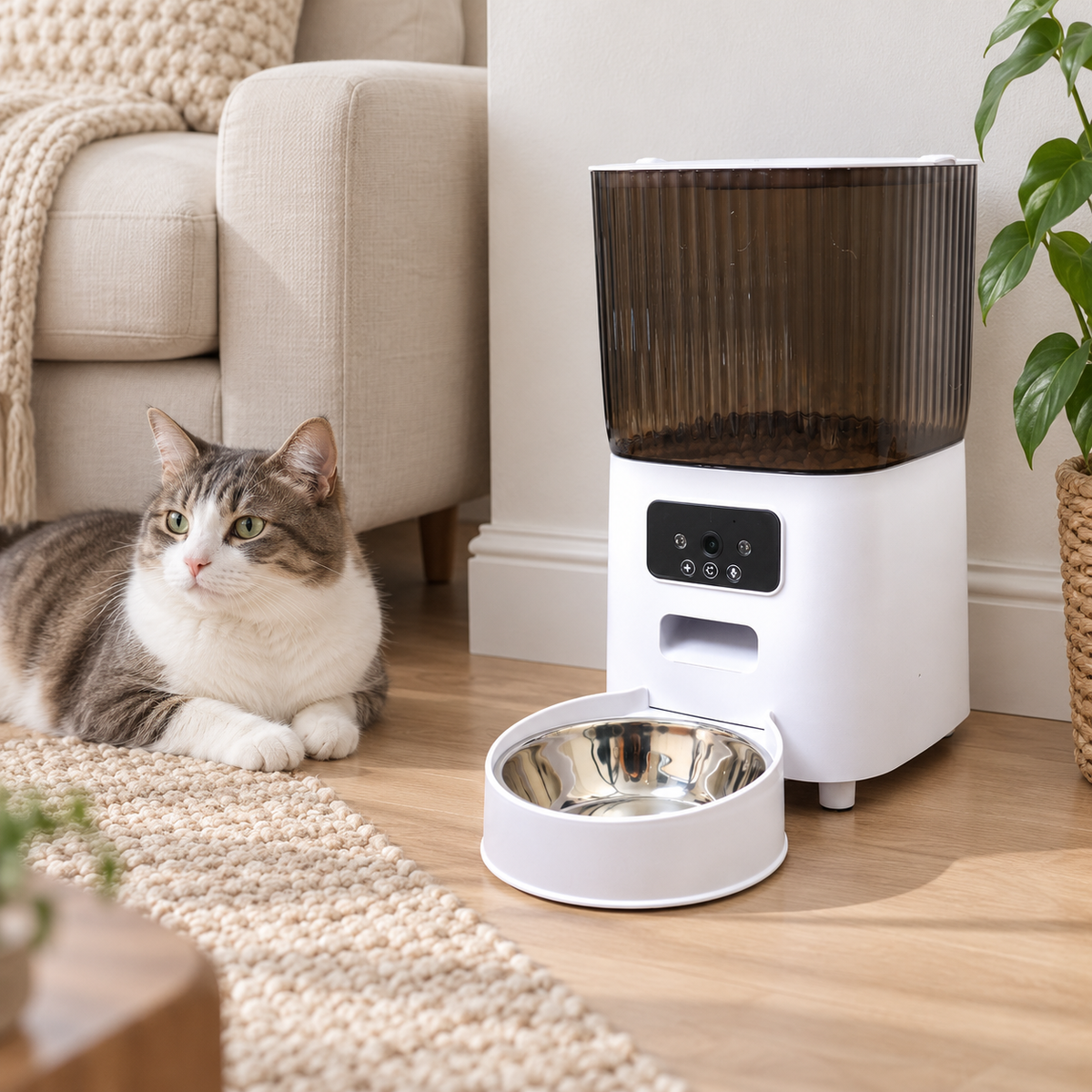 Tatzenblick™ neben einer Katze im Wohnbereich