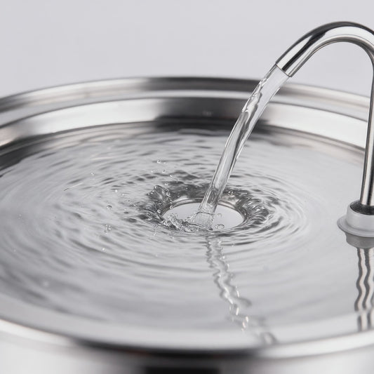 Wasser läuft aus dem Bogenauslauf der Tatzenquelle in die offene Trinkfläche