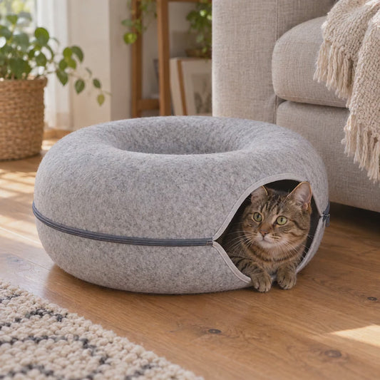Katze kommt aus dem Tatzenkringel™ Tunnel