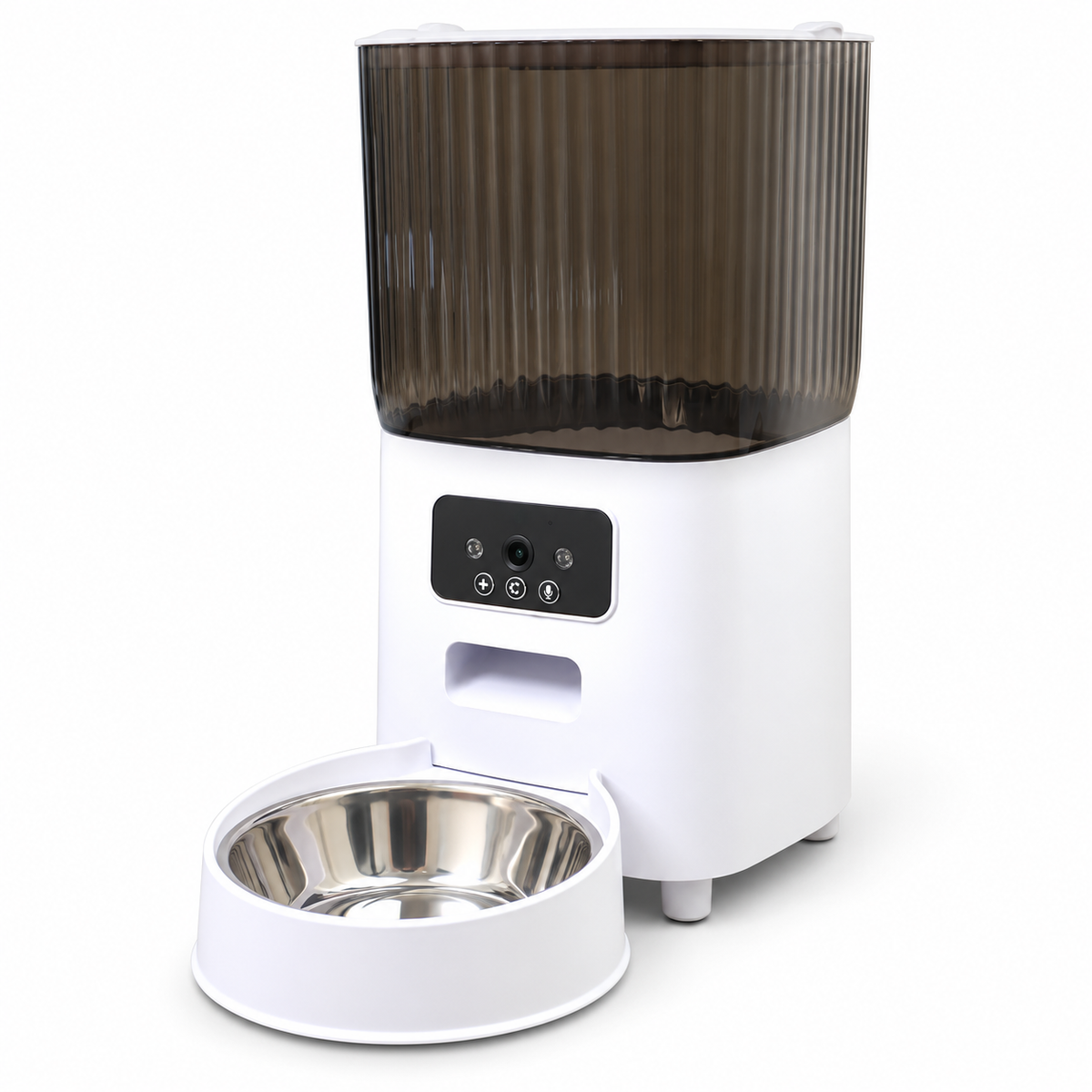 Tatzenblick™ Kamera-Futterautomat mit einem Napf auf weißem Hintergrund