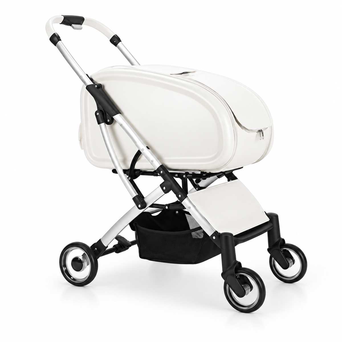 Milchweißer Tatzenbuggy™ mit geschlossenem Aufbau auf weißem Hintergrund