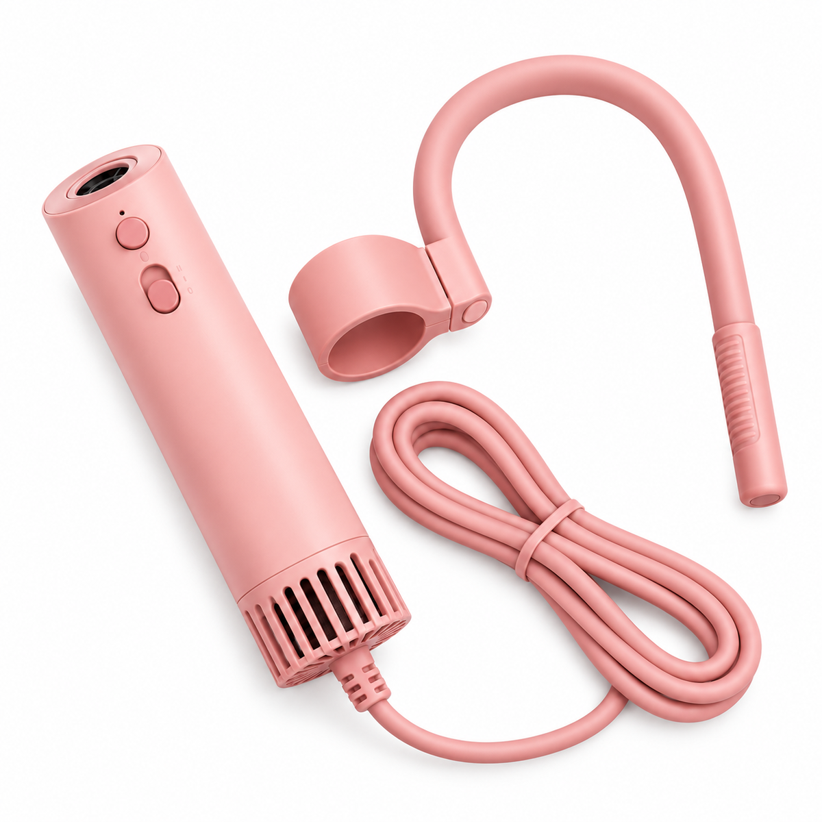 Tatzenwind Hundeföhn in Rosa mit Nackenhalter auf weißem Hintergrund