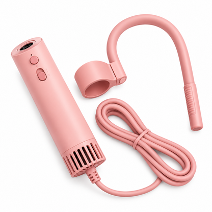 Tatzenwind Hundeföhn in Rosa mit Nackenhalter auf weißem Hintergrund