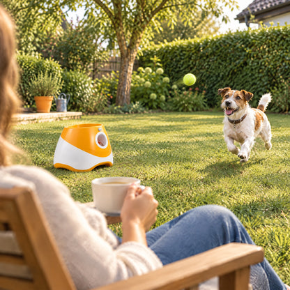 Zurücklehnen, während der Hund dem Ball aus dem Tatzenwurf™ hinterherjagt